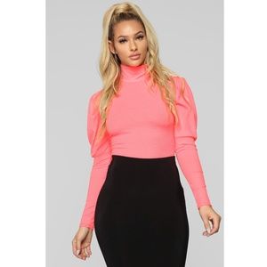 Super Cute Neon Pink Long Sleeve Top Size S NWT!